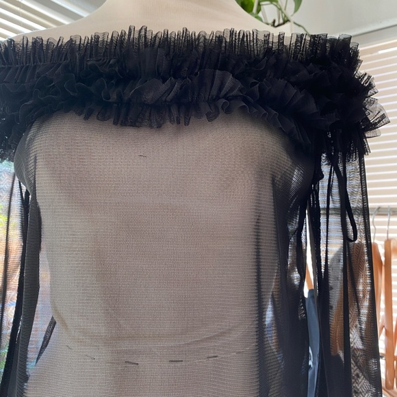 Black Ruffle Off the Shoulder Top - Picture 3 of 4